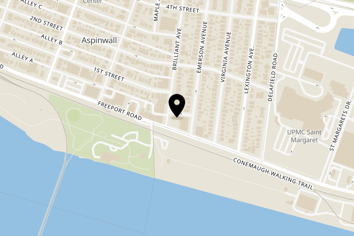 Map showing the location of Spice Affair on 8 Brilliant Ave in Pittsburgh